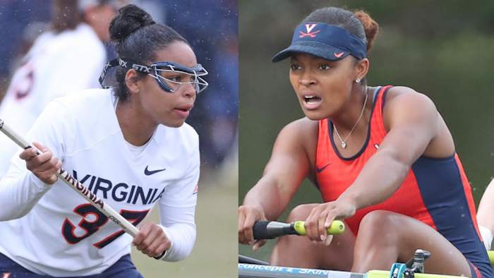 Virginia women's lacrosse player Myla Barnett and Virginia rower Hailey Barnett